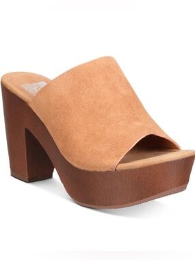 NEW DV Dolce Vita Holka Tan Clog Sandal | Women’s 8 | Brown Wood Block Heel